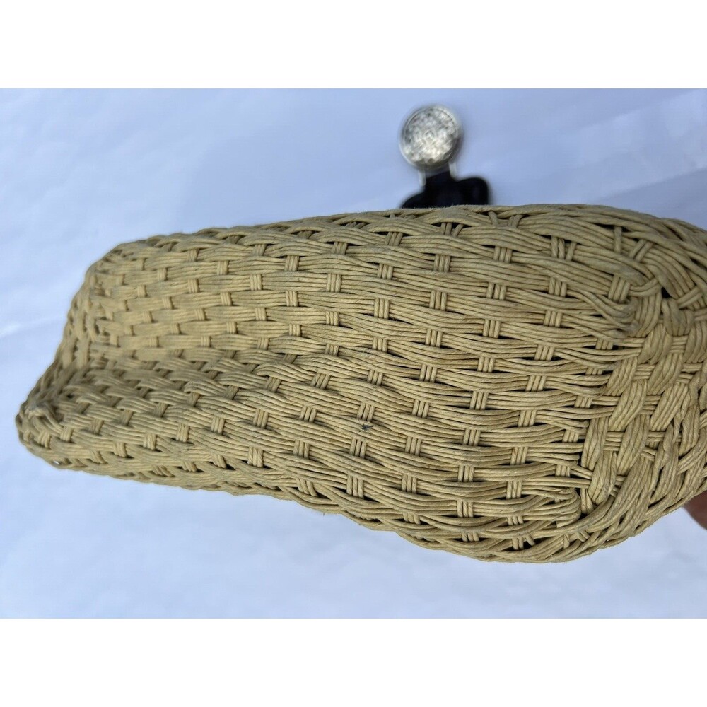 BRIGHTON Woven Straw Shoulder Bag/Purse With Leather Straps & Trim 12x9" - Picture 12 of 13